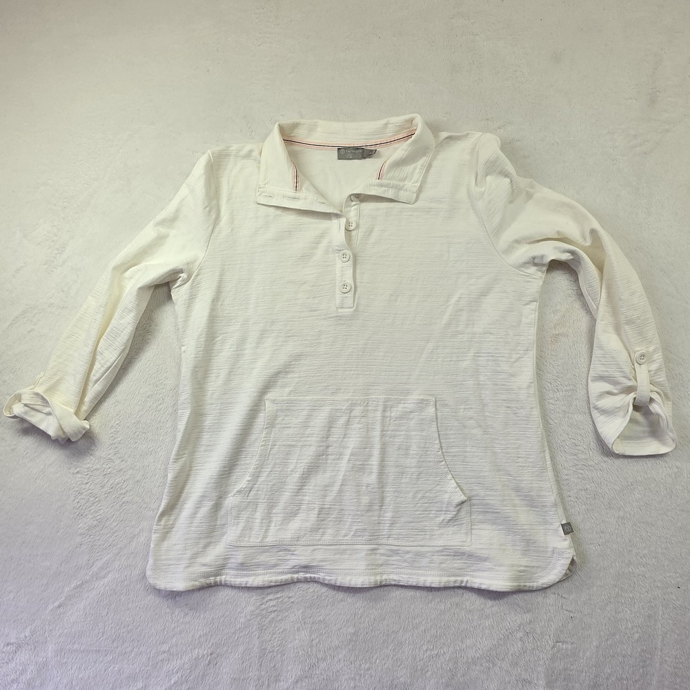 Talbots T by Talbots Womens White Pullover Top UPF 50 3/4 Sleeve Casual Size L